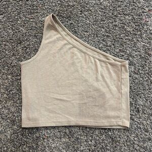 High-Waisted Ribbed Tan top